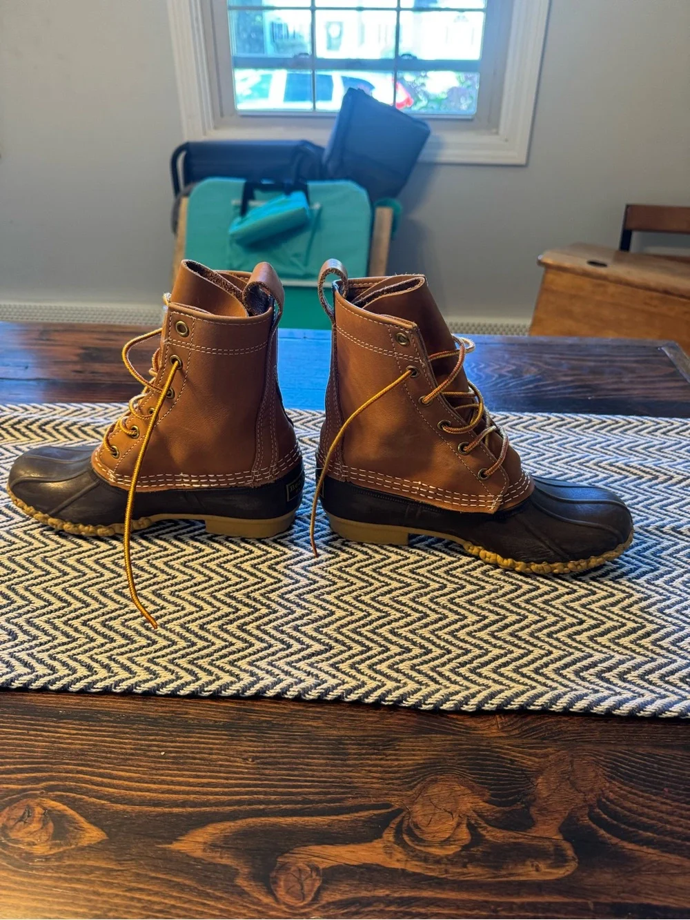 L.L. Bean Brown and Black Kids Lace-Up Waterproof Duck Boots